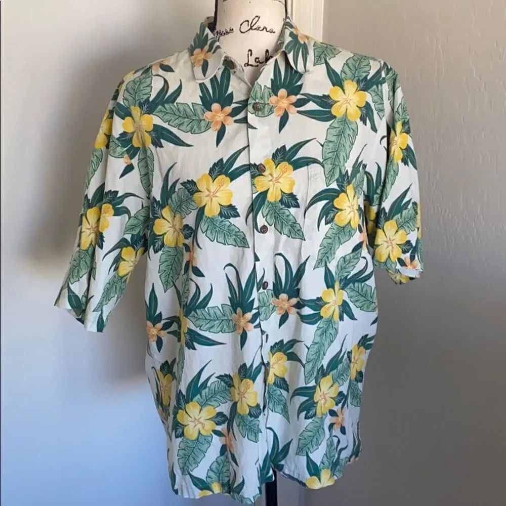 Vintage Reyn Spooner Hawaiian Floral Luau Tiki Shirt Vacation Resort Wea…